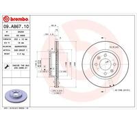 2x Disco freno ventilazione interna 09.A867.10 BREMBO per HYUNDAI KIA