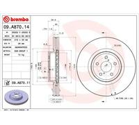 Disco freno BREMBO 09A87011 anteriore, ventilato, 1 Pezzo
