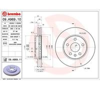Brembo Disco freno 09A96911 anteriore, ventilato, 1 pezzo