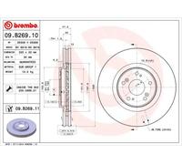 2x Disco freno ventilazione interna 09.B269.11 BREMBO per HONDA ACCORD VIII