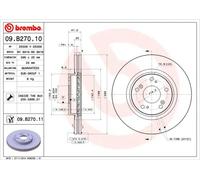 2x Disco freno ventilazione interna 09.B270.11 BREMBO per HONDA ACCORD VIII
