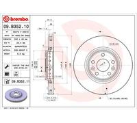 2x Disco freno ventilazione interna 09.B352.11 BREMBO per RENAULT LAGUNA III