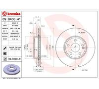 Brembo - Dischi freno 09.B436.41 - Anteriore - Ventilazione interna, Verniciatura UV - Coppia
