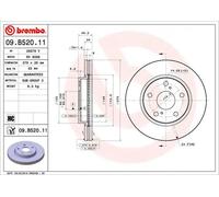 2x Disco freno ventilazione interna 09.B520.11 BREMBO per TOYOTA LEXUS