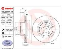 Disco freno BREMBO 09B56911 posteriore, ventilato, altamente carbonizzato, 1 Pezzo