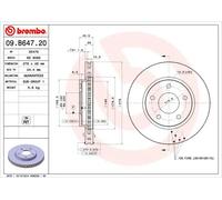 Brembo Disco freno 09.B647.21 Anteriore Ø276 mm Ventilazione interna Verniciatura UV Set di 2