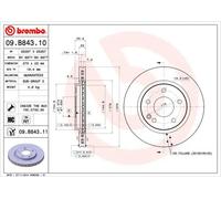 2x Disco freno ventilazione interna 09.B843.11 BREMBO per MERCEDES-BENZ VANEO