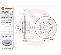 2x Disco freno ventilazione interna 09.C136.11 BREMBO per MAZDA MX-5 II