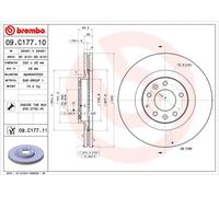 Disco freno BREMBO 09C17711 anteriore, ventilato, 1 Pezzo