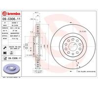 2x Disco freno ventilazione interna 09.C306.11 BREMBO per VW CHRYSLER AUDI SKODA