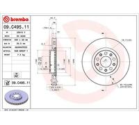 2x Disco freno ventilazione interna 09.C495.11 BREMBO per ALFA ROMEO GIULIA