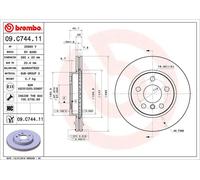 2x Disco freno ventilazione interna 09.C744.11 BREMBO per MINI BMW
