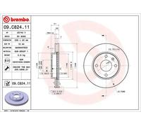 Brembo 09.C824.11 Disco Freno Anteriore con verniciatura UV, Set di 2