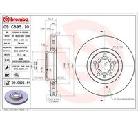 Disco freno BREMBO 09C89511 anteriore, ventilato, altamente carbonizzato, 1 Pezzo