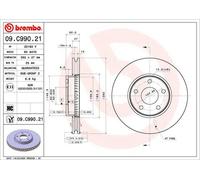 2x Disco freno ventilazione interna 09.C990.21 BREMBO per FORD FOCUS IV