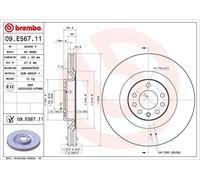 2x Disco freno ventilazione interna 09.E567.11 BREMBO per CADILLAC SAAB OPEL