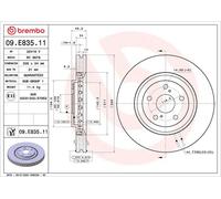 2x Disco freno ventilazione interna 09.E835.11 BREMBO per LEXUS RX