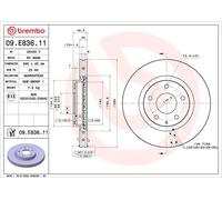 Brembo Disco freno 09.E836.11 Ventilazione interna Anteriore