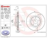 2x Disco freno ventilazione interna 09.N264.11 BREMBO per MITSUBISHI PEUGEOT
