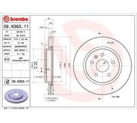 2x Disco freno ventilazione interna 09.N363.11 BREMBO per OPEL