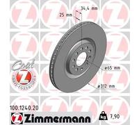 2x Disco freno ventilazione interna 100.1240.20 ZIMMERMANN per VW AUDI SEAT