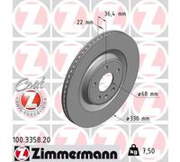 2x Disco freno ventilazione interna 100.3358.20 ZIMMERMANN per AUDI PORSCHE VW