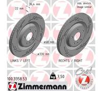 2x Disco freno ventilazione interna 100.3358.53 ZIMMERMANN per AUDI PORSCHE VW