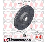 2x Disco freno ventilazione interna 100.3360.55 ZIMMERMANN per AUDI