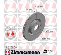 2x Disco freno ventilazione interna 110.2209.20 ZIMMERMANN per ALFA ROMEO FIAT