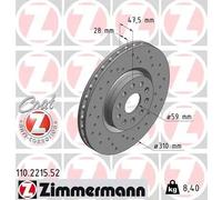 2x Disco freno ventilazione interna 110.2215.52 ZIMMERMANN per LANCIA ALFA ROMEO