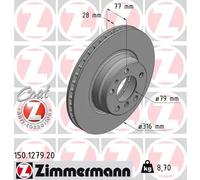 2x Disco freno ventilazione interna 150.1279.20 ZIMMERMANN per BMW 7