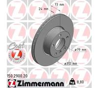 2x Disco freno ventilazione interna 150.2900.20 ZIMMERMANN per BMW 1 3 Touring 3