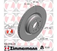 2x Disco freno ventilazione interna 150.2916.20 ZIMMERMANN per BMW 7