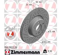 2x Disco freno ventilazione interna 150.2922.20 ZIMMERMANN per BMW 1 3 3 Touring