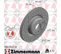 2x Disco freno ventilazione interna 150.2922.32 ZIMMERMANN per BMW 1 3 3 Touring