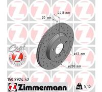 2x Disco freno ventilazione interna 150.2924.52 ZIMMERMANN per BMW i3