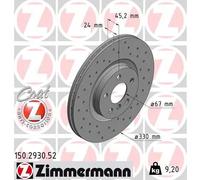 2x Disco freno ventilazione interna 150.2930.52 ZIMMERMANN per BMW MINI