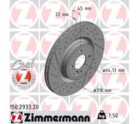 2x Disco freno ventilazione interna 150.2933.20 ZIMMERMANN per MINI MINI