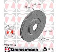 2x Disco freno ventilazione interna 150.2939.52 ZIMMERMANN per MINI BMW