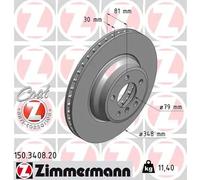 2x Disco freno ventilazione interna 150.3408.20 ZIMMERMANN per BMW 7