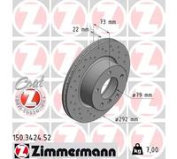 2x Disco freno ventilazione interna 150.3424.52 ZIMMERMANN per BMW 3 Touring 3 1