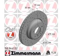2x Disco freno ventilazione interna 150.3441.52 ZIMMERMANN per BMW 3 3 Touring