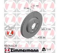 2x Disco freno ventilazione interna 150.3444.20 ZIMMERMANN per MINI MINI