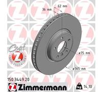 1X Disco Freno Zimmermann 150.3449.20 Coat Z per Bmw Assale Anteriore
