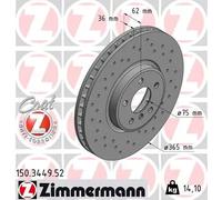 2x Disco freno ventilazione interna 150.3449.52 ZIMMERMANN per BMW X5 X6
