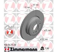 2x Disco freno ventilazione interna 150.3477.20 ZIMMERMANN per BMW 3 Touring 3 1