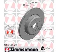 2x Disco freno ventilazione interna 150.3484.20 ZIMMERMANN per BMW 5 5 Touring
