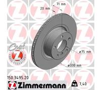 2x Disco freno ventilazione interna 150.3495.20 ZIMMERMANN per BMW X3 X4