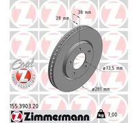 2x Disco freno ventilazione interna 155.3903.20 ZIMMERMANN per CHRYSLER