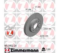 2x Disco freno ventilazione interna 185.3952.20 ZIMMERMANN per DAEWOO CHEVROLET